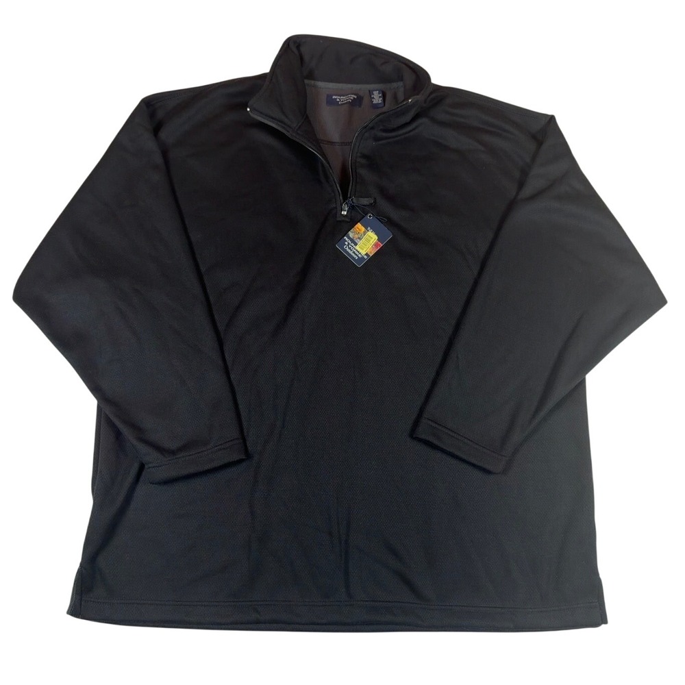 Roundtree & Yorke Outdoors Mens 2XLT Black Quarter Zip Fleece Pullover NWT